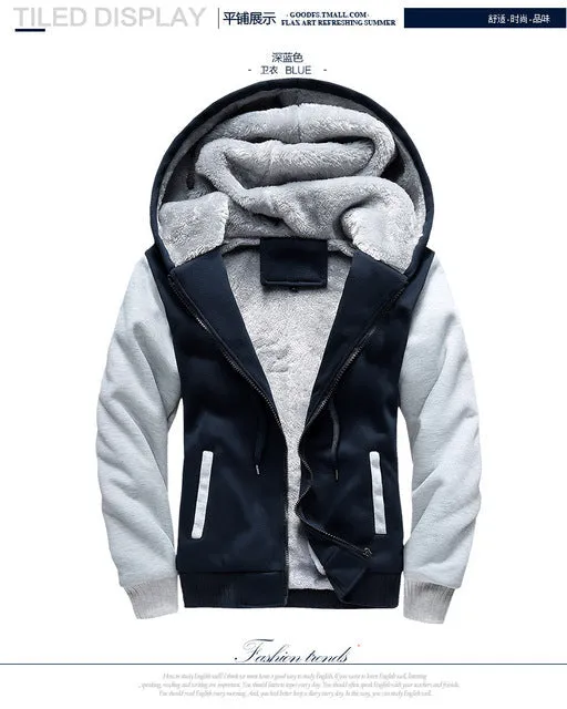 Winter Thick Warm Hooded Bomber Fleece Zipper Jacket Coat