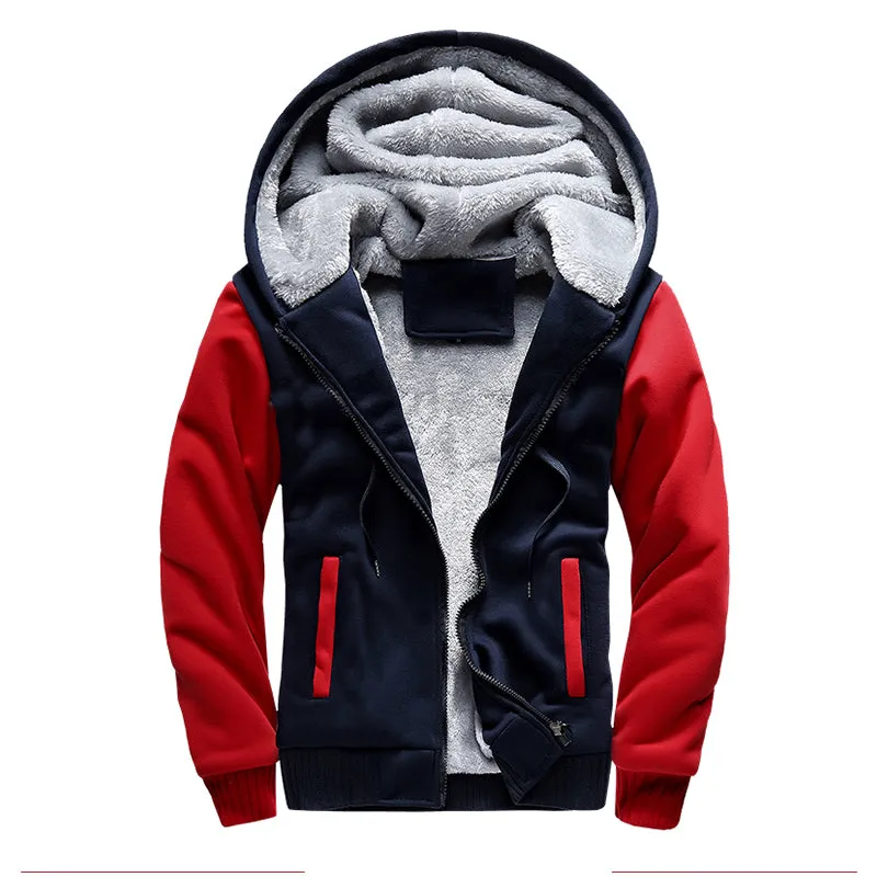 Winter Thick Warm Hooded Bomber Fleece Zipper Jacket Coat