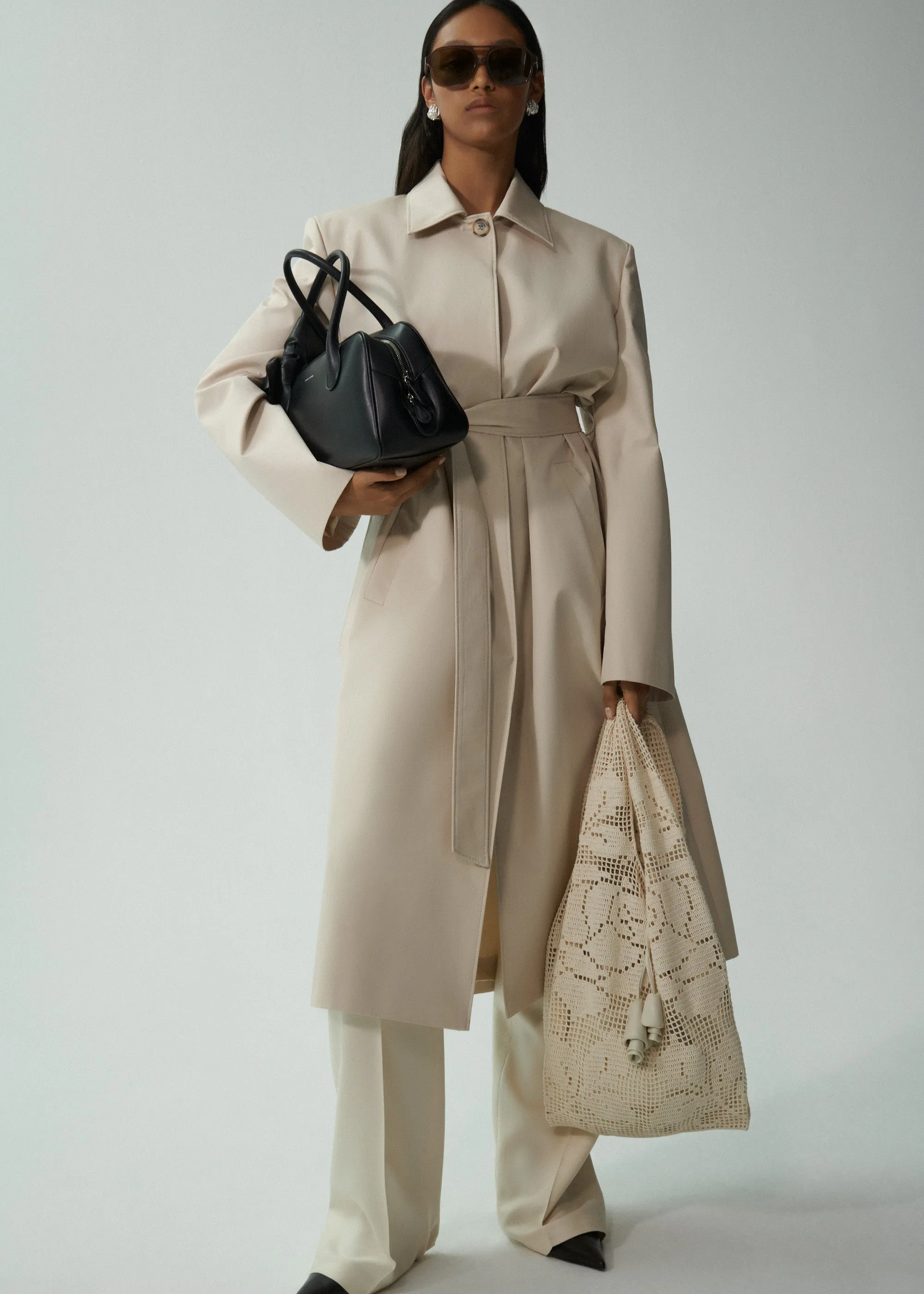 Wrap cotton coat in beige